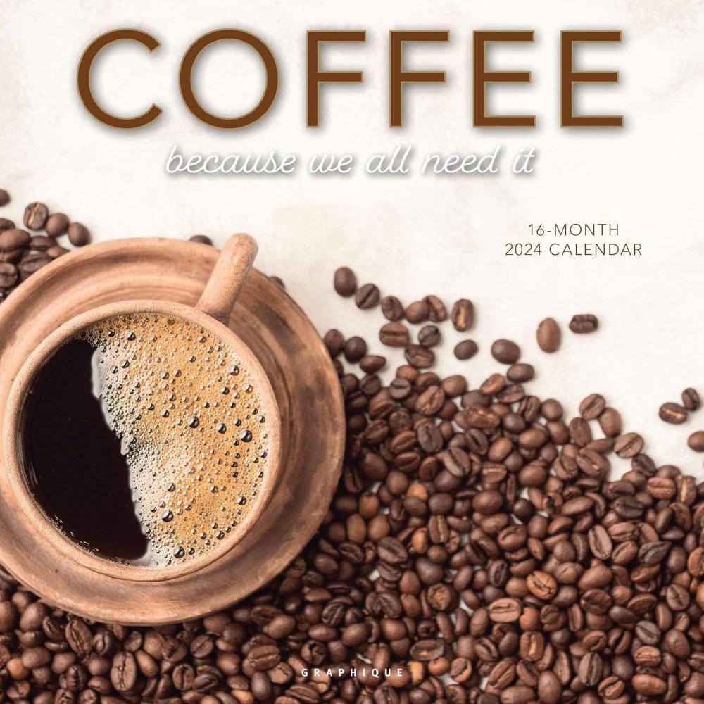 imageGraphique 2026 Coffee Wall Calendar  12 x 12  Thick Paper  Home ampamp Office Organizer  Large Monthly Grid  3 Languages ampamp Marked Holidays  4 Month Preview Page for 2027Coffee