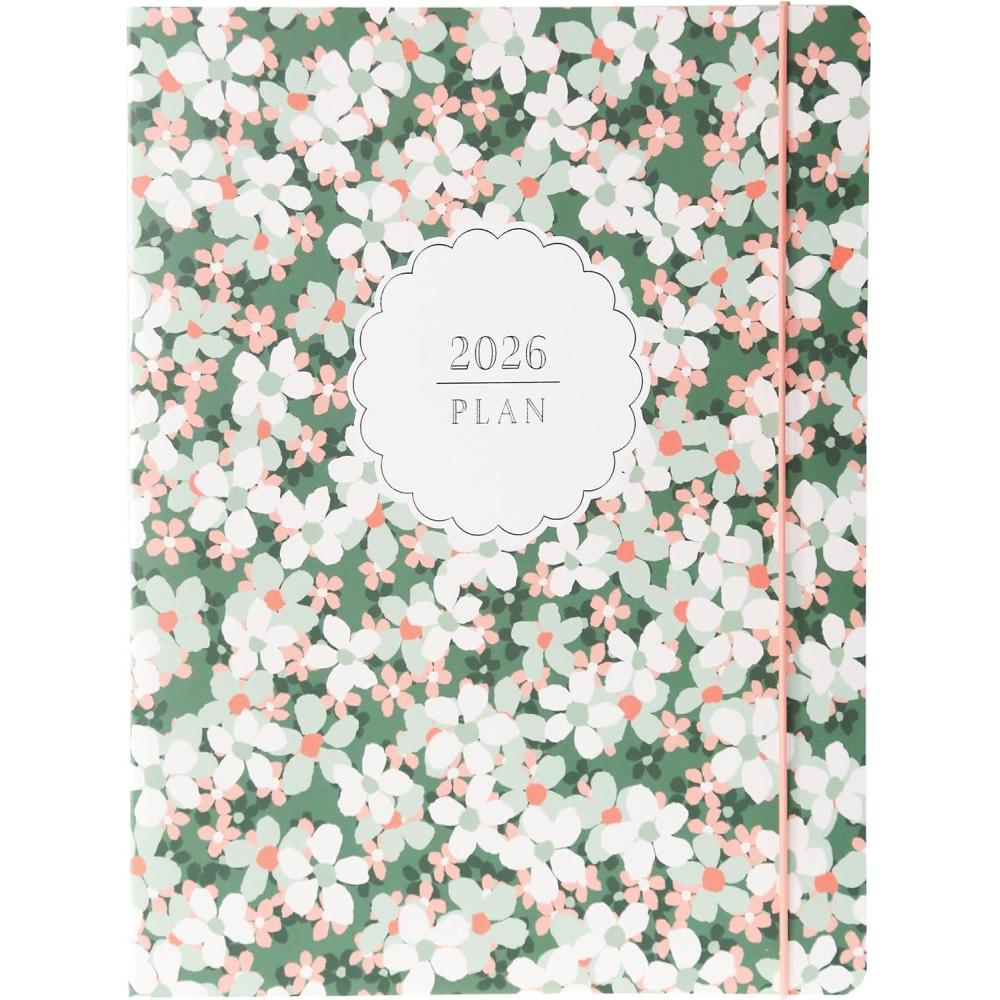 image18 Month PlannerCalendar by Graphique July 2025  Dec 2026 Gingham Monthly Planner Holidays Notes Pages 8 x 10Green Floral