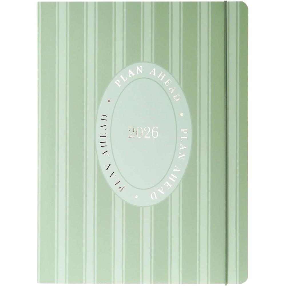 image18 Month PlannerCalendar by Graphique July 2025  Dec 2026 Gingham Monthly Planner Holidays Notes Pages 8 x 10Green Stripes