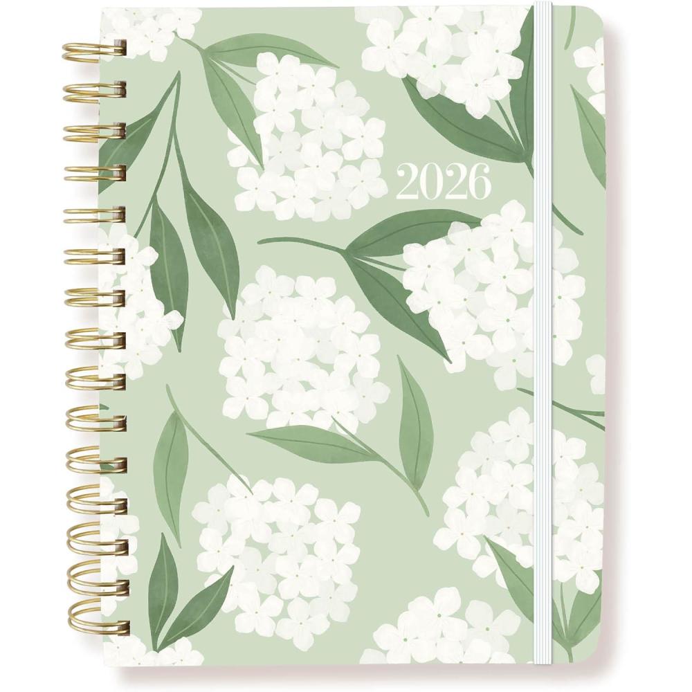 image18 Month PlannerCalendar by Graphique July 2025  Dec 2026 La Dolce Vita Hardbound Spiral Planner Monthly Tabs Holidays Reminder Stickers 6 x 8Green Hydrangea