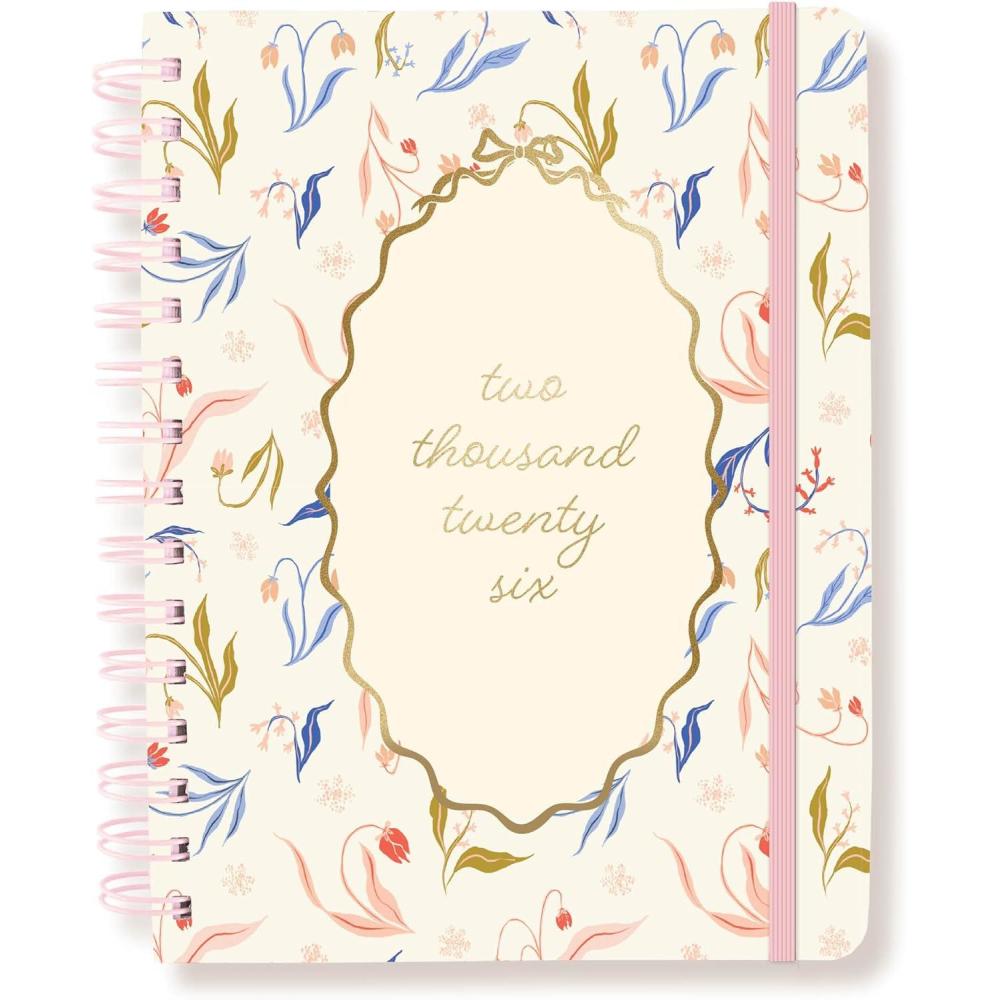 image18 Month PlannerCalendar by Graphique July 2025  Dec 2026 La Dolce Vita Hardbound Spiral Planner Monthly Tabs Holidays Reminder Stickers 6 x 8White Floral