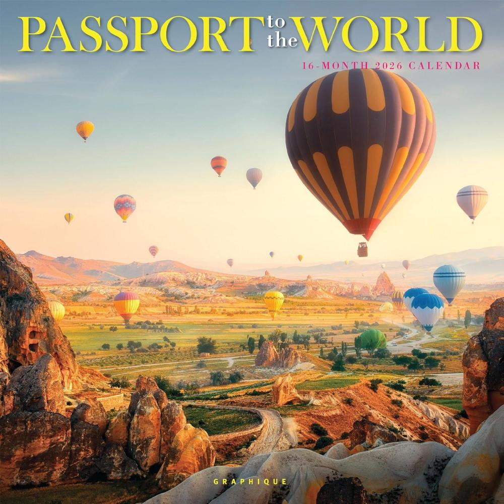 imageGraphique 2026 Around The World Wall Calendar  12 x 12  Thick Paper  Home ampamp Office Organizer  Large Monthly Grid  3 Languages ampamp Marked Holidays  4 Month Preview Page for 2027Passport to the World