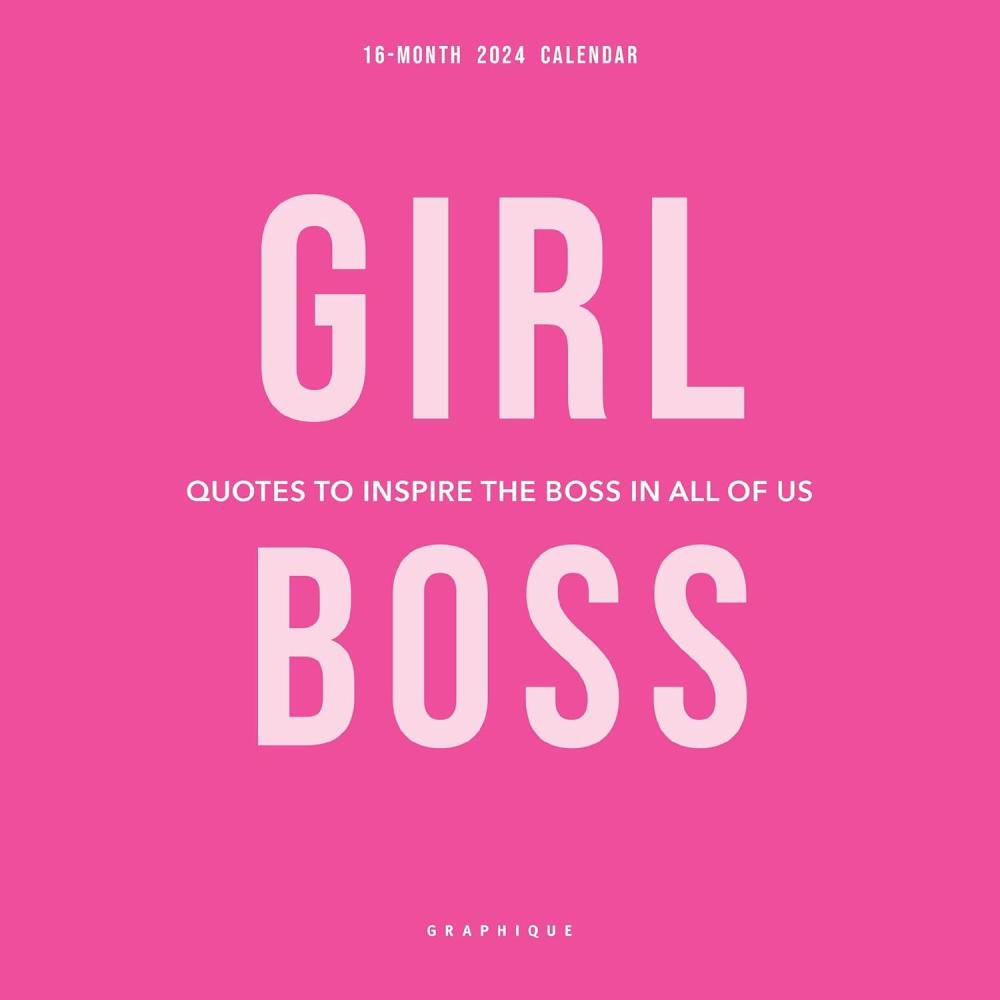 imageGraphique 2026 Girl Boss Mini Wall Calendar  7 x 7  Thick Paper  Home ampamp Office Organizer  Large Monthly Grid  3 Languages ampamp Marked Holidays  4 Month Preview Page for 2027Girl Boss