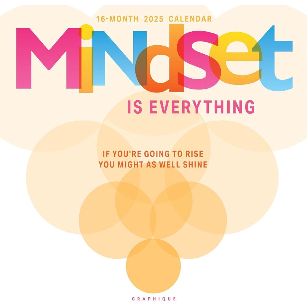 imageGraphique 2026 Mindset Is Everything Wall Calendar  12 x 12  Thick Paper  Home ampamp Office Organizer  Large Monthly Grid  3 Languages ampamp Marked Holidays  4 Month Preview Page for 2027Mindset is Everything