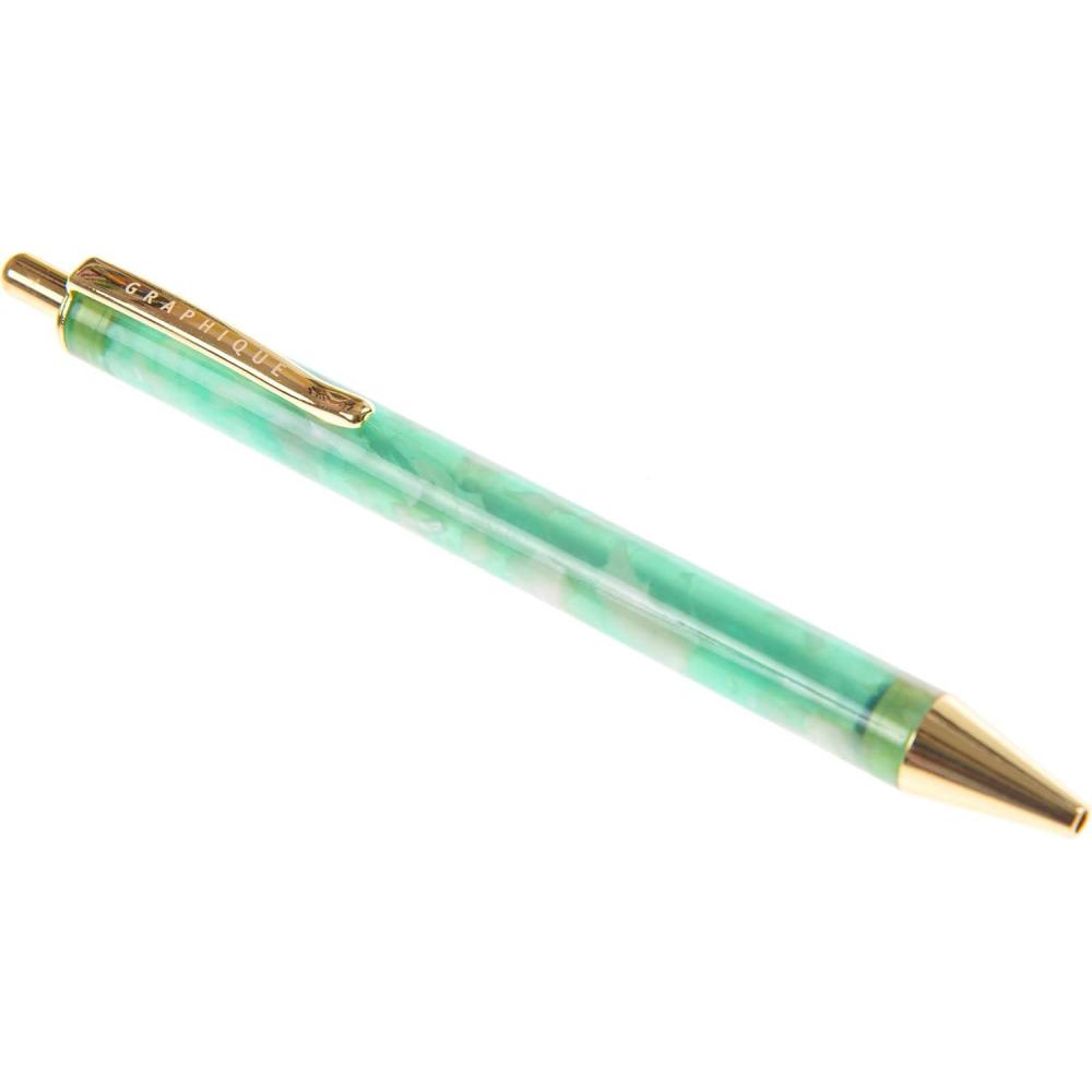 imageGraphique Glitz Gold Fashion Pen 55quot Ballpoint Pen with Black Ink Stylish Gold Glitter Leatherette Body Comes in Gift Box with Foil Accents Makes a Beautiful Unique GiftMint Faux Tortoise Shell