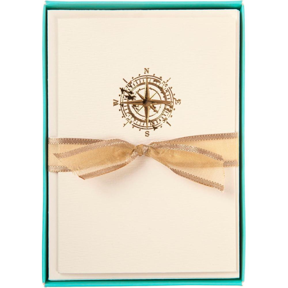 imageGraphique Seahorse La Petite Presse Boxed Notecards  10 Embossed and Embellished Gold Foil Seahorse Blank Cards with Matching Envelopes 325quotquot x 475quotquotquot L1329CBNautica
