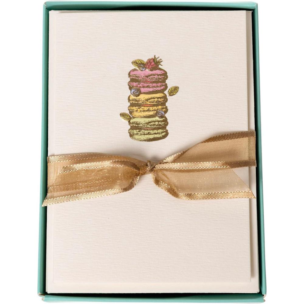 imageGraphique Seahorse La Petite Presse Boxed Notecards  10 Embossed and Embellished Gold Foil Seahorse Blank Cards with Matching Envelopes 325quotquot x 475quotquotquot L1329CBMacarons