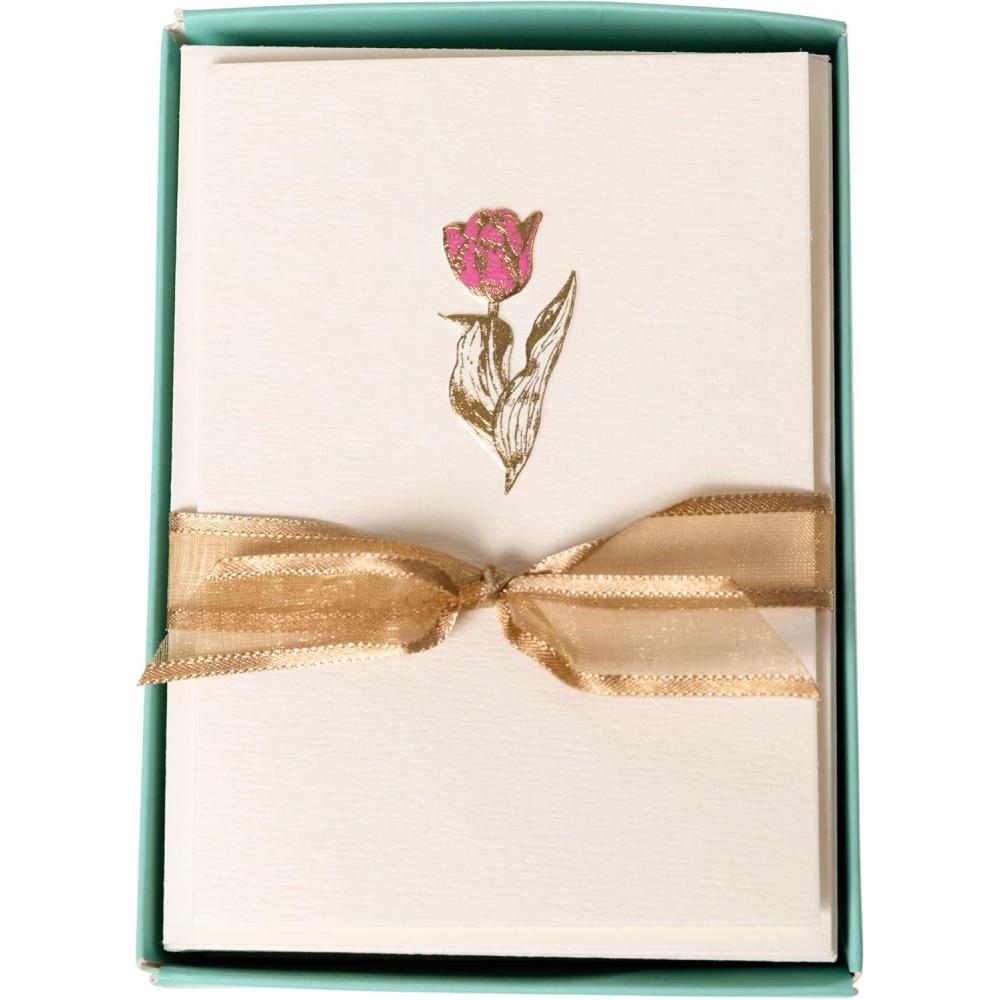 imageGraphique Seahorse La Petite Presse Boxed Notecards  10 Embossed and Embellished Gold Foil Seahorse Blank Cards with Matching Envelopes 325quotquot x 475quotquotquot L1329CBTulip