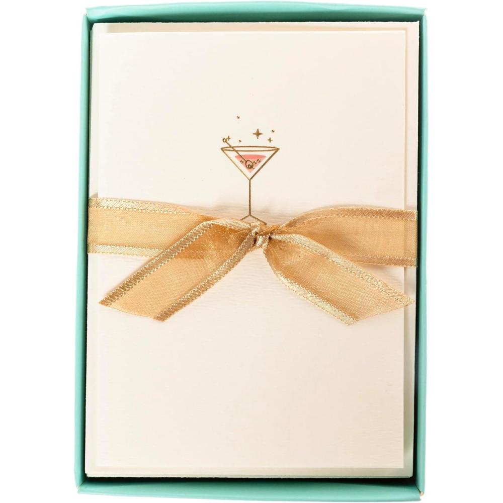 imageGraphique Seahorse La Petite Presse Boxed Notecards  10 Embossed and Embellished Gold Foil Seahorse Blank Cards with Matching Envelopes 325quotquot x 475quotquotquot L1329CBPink Martini