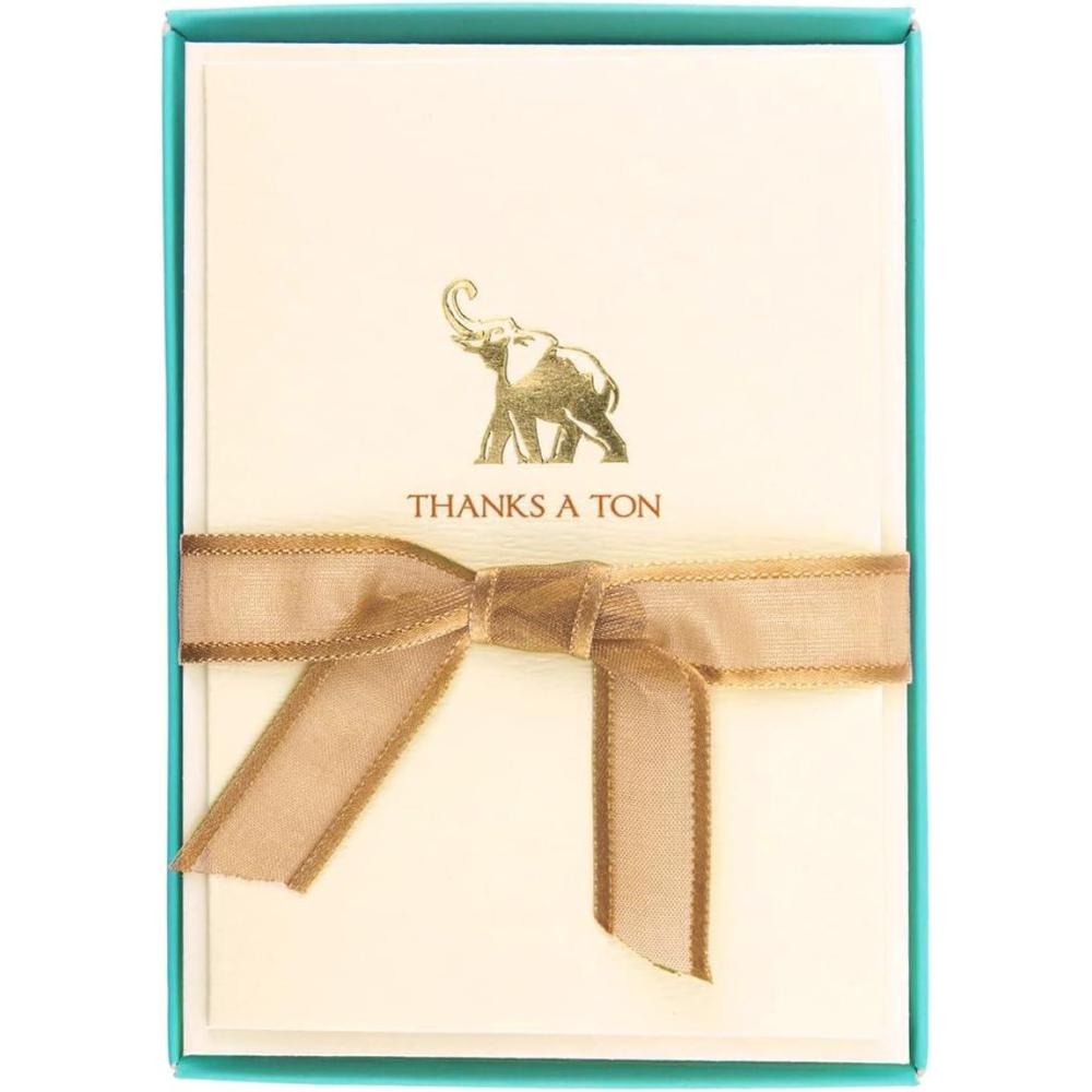 imageGraphique Whale La Petite Presse Boxed Notecards  10 Elegant Embossed Green Whale Thanks a Ton Thank You Cards with Matching Envelopes 325quot x 475quotElephant