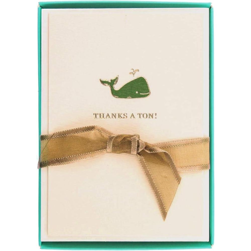 imageGraphique Whale La Petite Presse Boxed Notecards  10 Elegant Embossed Green Whale Thanks a Ton Thank You Cards with Matching Envelopes 325quot x 475quotWhale
