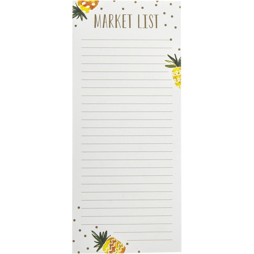 imageGraphique Grocery List Magnetic Notepad w Cute HandDrawn Lines ampamp 2 Magnets to Hang on Refrigerator or Whiteboard 100 Lined Sheets 4quot x 925quot x 05quotWatercolor Pineapples