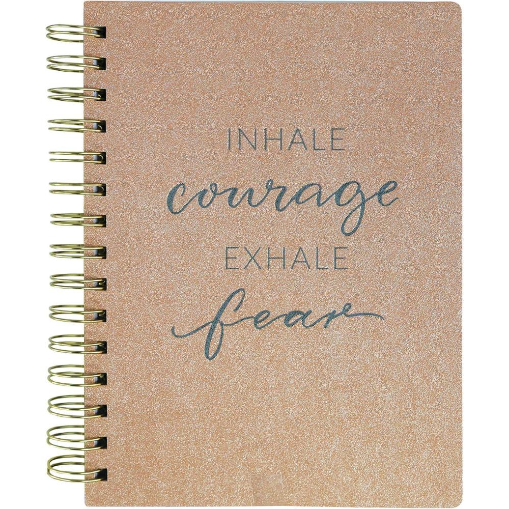 imageGraphique Vegan Leather Spiral Journal  Manifest Design  Premium Paper  Notebook  Diary  Lists  Record Month and Date  Great Gift  192 Ruled Pages  6 x 8Courage