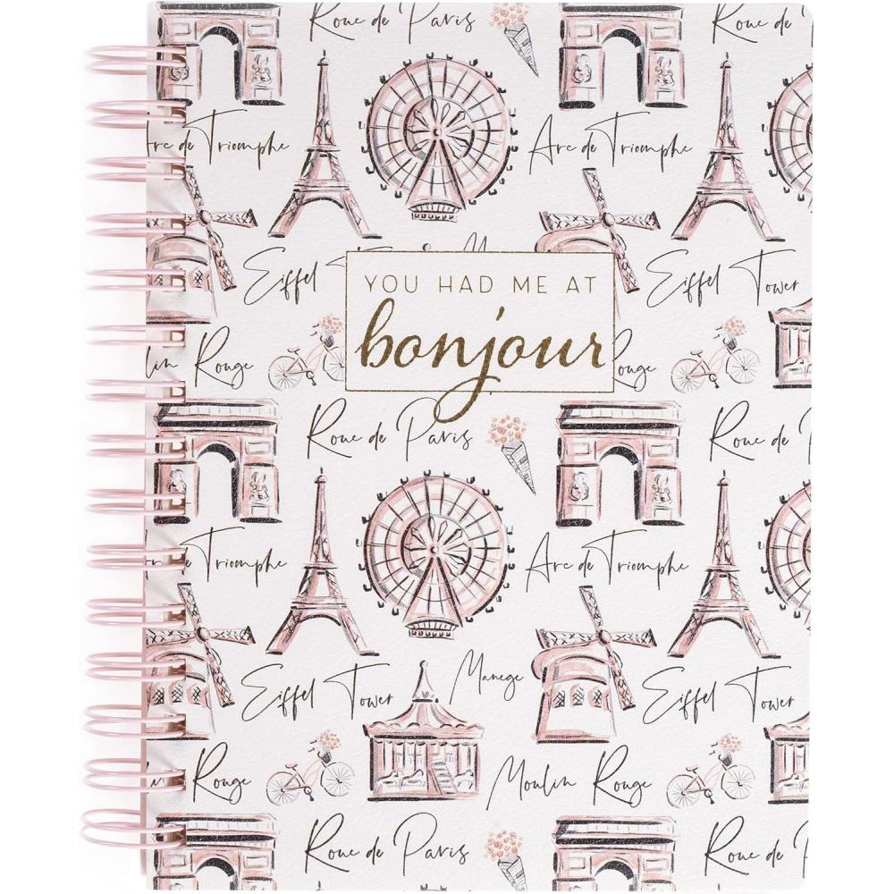 imageGraphique Vegan Leather Spiral Journal  Manifest Design  Premium Paper  Notebook  Diary  Lists  Record Month and Date  Great Gift  192 Ruled Pages  6 x 8Meet Me in Paris