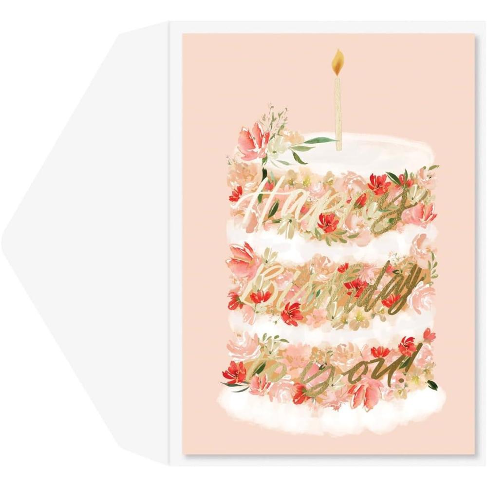 imageGraphique Butterflies Birthday Card Family and Friends ColorCoordinated Envelope 5quot x 7quotFloral Cake