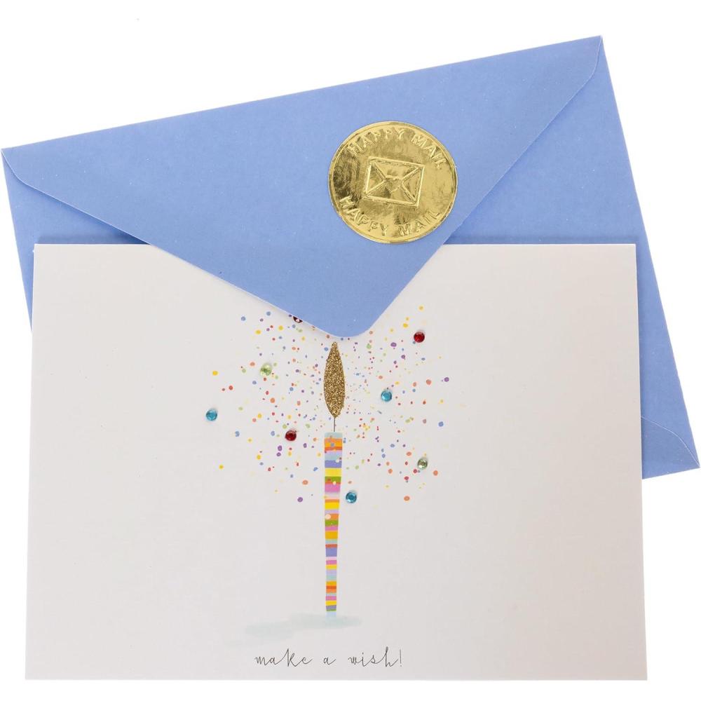 imageGraphique Butterflies Birthday Card Family and Friends ColorCoordinated Envelope 5quot x 7quotMake a Wish Birthday Candle