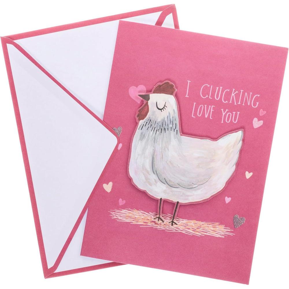 imageGraphique Handmade Valentines Card Pick You Pickle Romantic Love and Cute Greeting Wife Girlfriend Husband Boyfriend Her Him Kid 5 x 7Clucking Love You