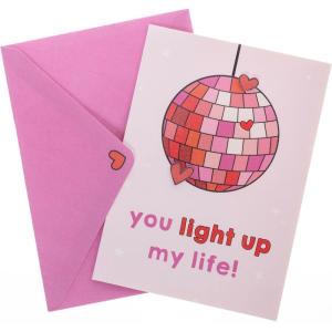 Graphique Handmade Valentine’s Card, Pick You Pickle, Romantic, Love and Cute Greeting, Wife Girlfriend, Husband Boyfriend, Her Him Kid, 5” x 7”(Disco Ball)