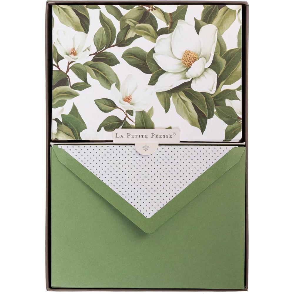 imageHortensia Designer Cards by Graphique Luxe Collection Silver Foil Embossed Stationary Boxed Set 10 Blank Cards with 11 Envelopes All Occasion Greetings 525quot x 38quotMagnolia