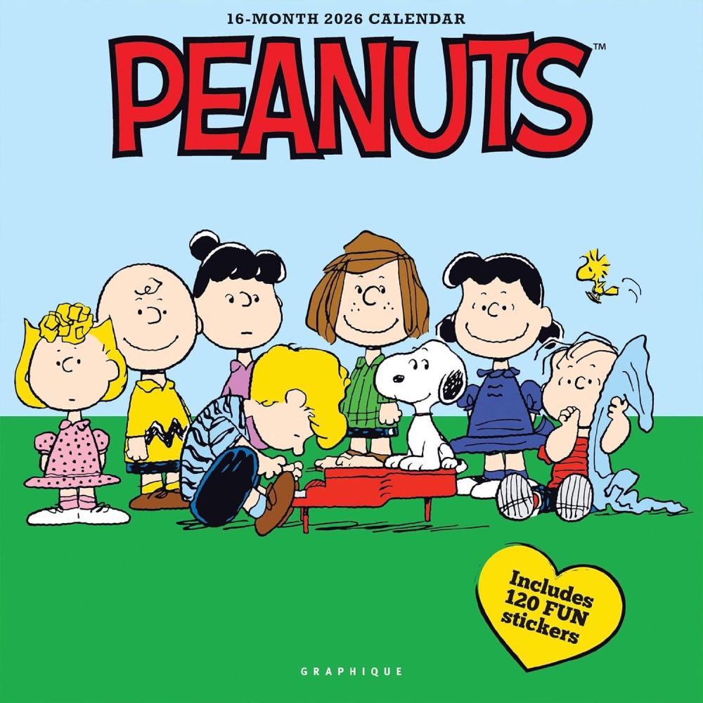 imageGraphique 2026 Peanuts Wall Calendar  12 x 12  Thick Paper  Home ampamp Office Organizer  Large Monthly Grid  3 Languages ampamp Marked Holidays  4 Month Preview Page for 2027NEW 2026