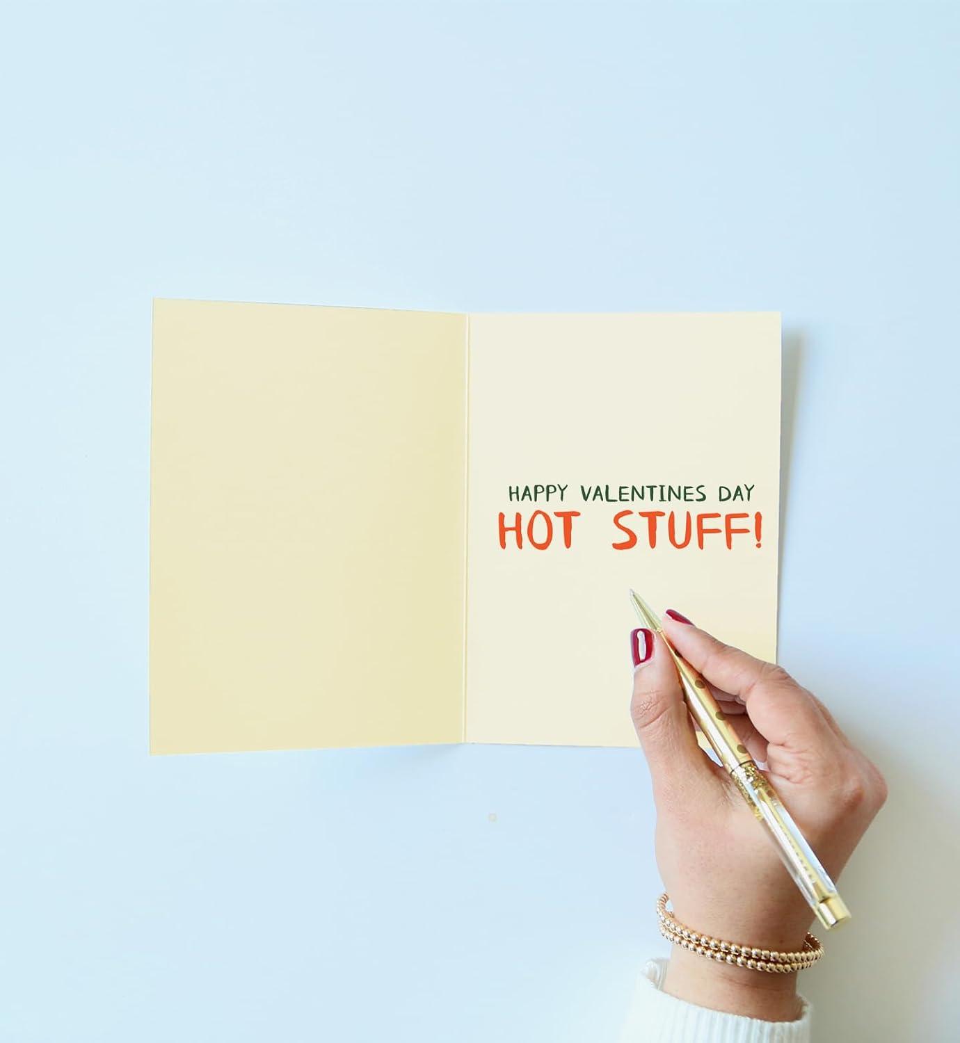 imageGraphique Handmade Valentines Day Card Romantic and Cute Him Her Kid ColorCoordinated Envelope 5quot x 7quot Bear HeartToo Hot to Handle