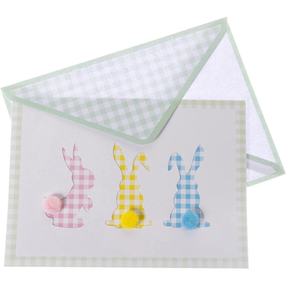 imageGraphique Easter Basket Handmade Card Holiday Greeting ColorCoordinated Envelope 5 x 7Plaid Easter Bunnies