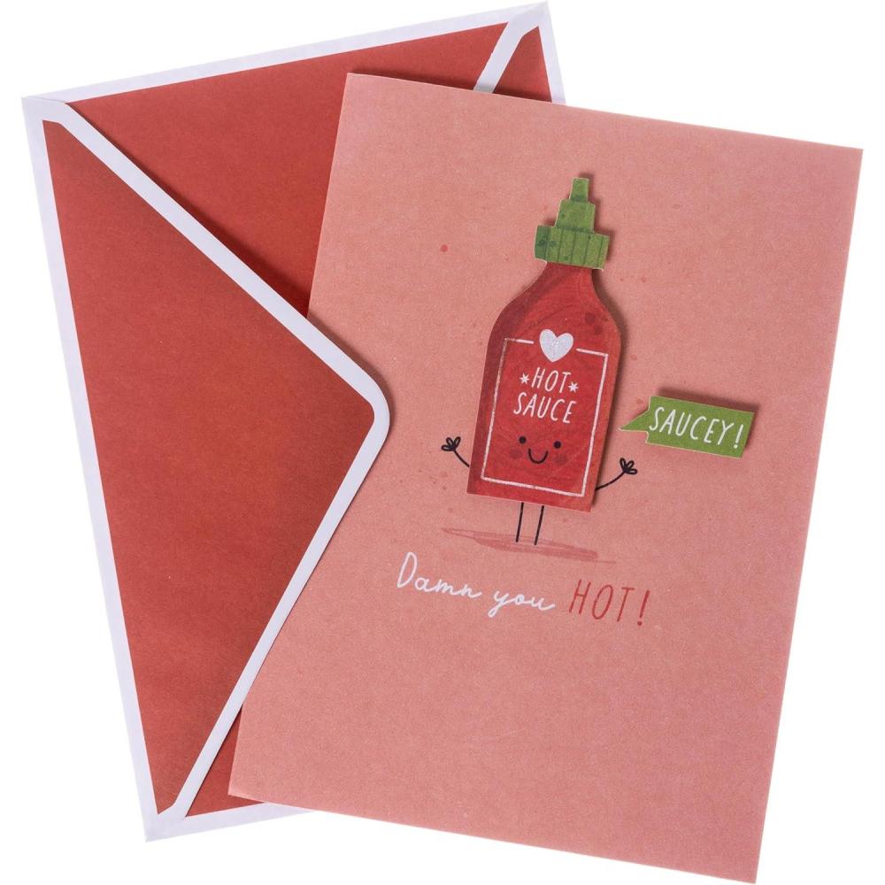 imageGraphique Handmade Valentines Day Card  Romantic and Cute  Him Her Kid  ColorCoordinated Envelope  5quot x 7quot Bear HeartDamn You Hot