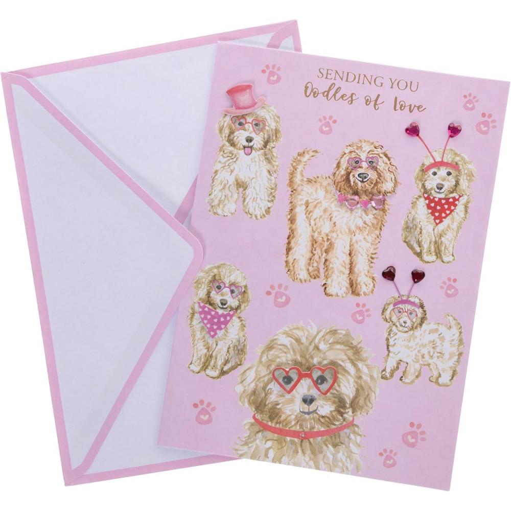 imageGraphique Handmade Valentines Day Card  Romantic and Cute  Him Her Kid  ColorCoordinated Envelope  5quot x 7quot Bear HeartDoodles