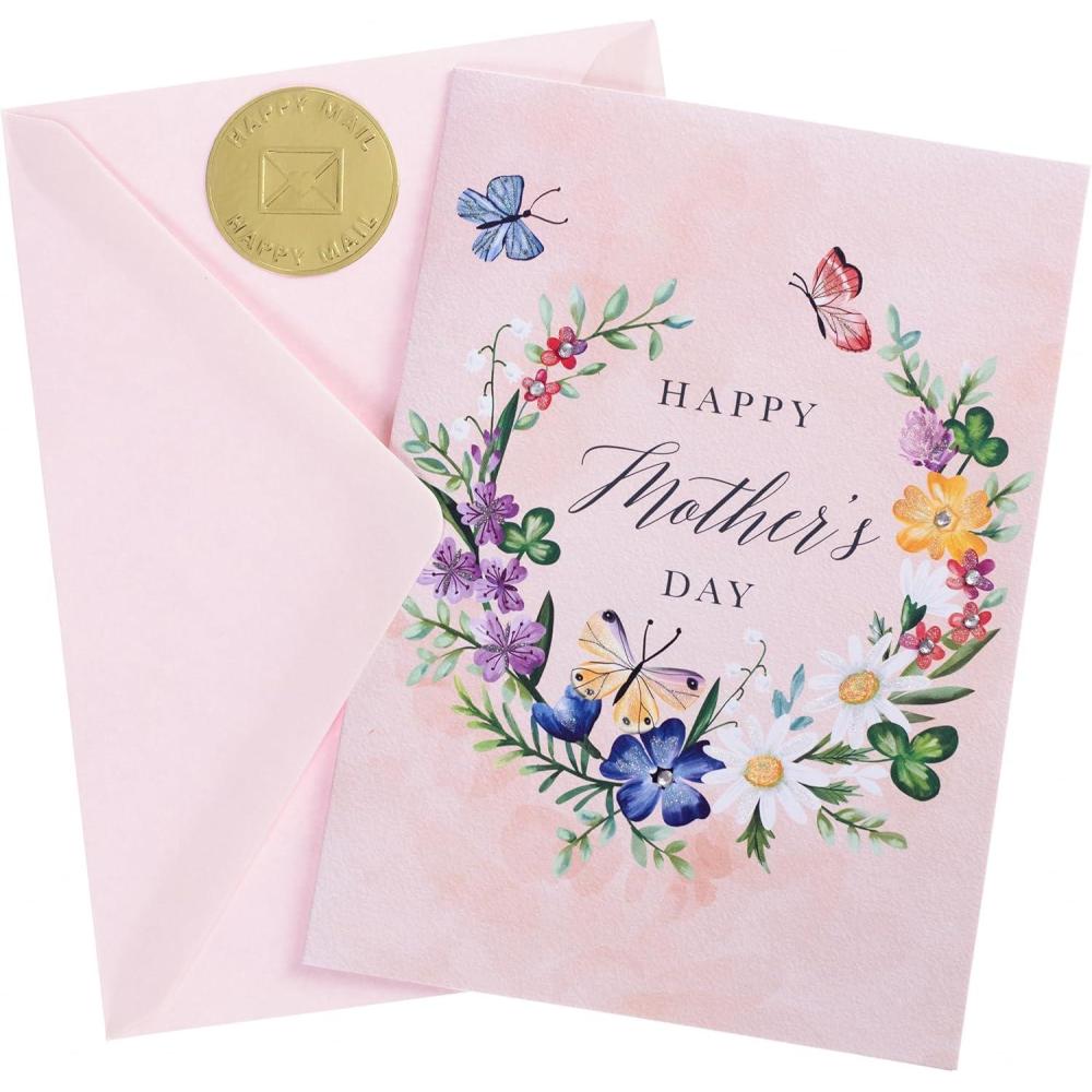 imageGraphique Pink Shaker Mothers Day Handmade Card ColorCoordinated Envelope 5 x 7Flowers and Butterflies