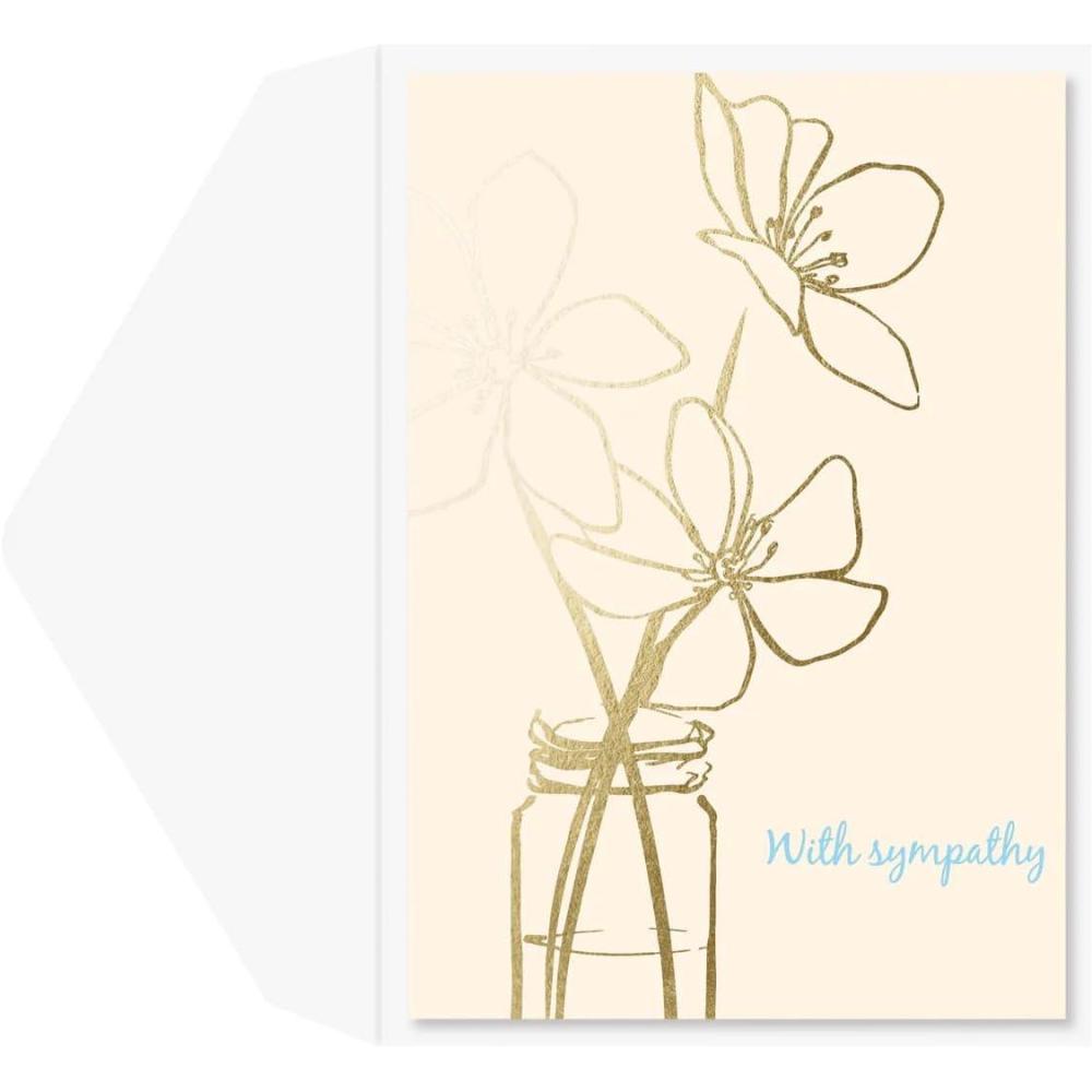 imageGraphique Cherry Blossom Sunset Sympathy Card Condolence and Bereavement Thinking of You Grief and Loss Family and Friends ColorCoordinated Envelope 5quot x 7quotGold Flowers