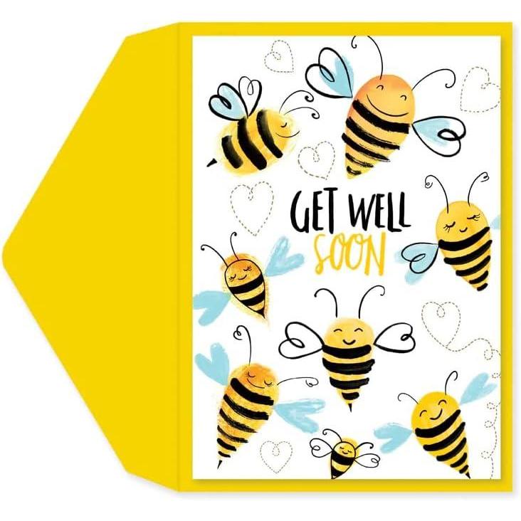 imageGraphique Balloon Get Well Card Feel Better Soon Recovery Family and Friends ColorCoordinated Envelope 5quot x 7quotGet Well Bees