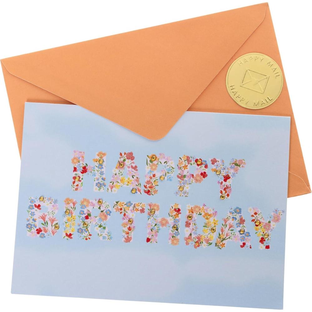 imageGraphique Bicycle with Balloons Birthday Card  Family and Friends  Embellished with Gold Foil Accents  ColorCoordinated Envelope  5quot x 7quotFloral