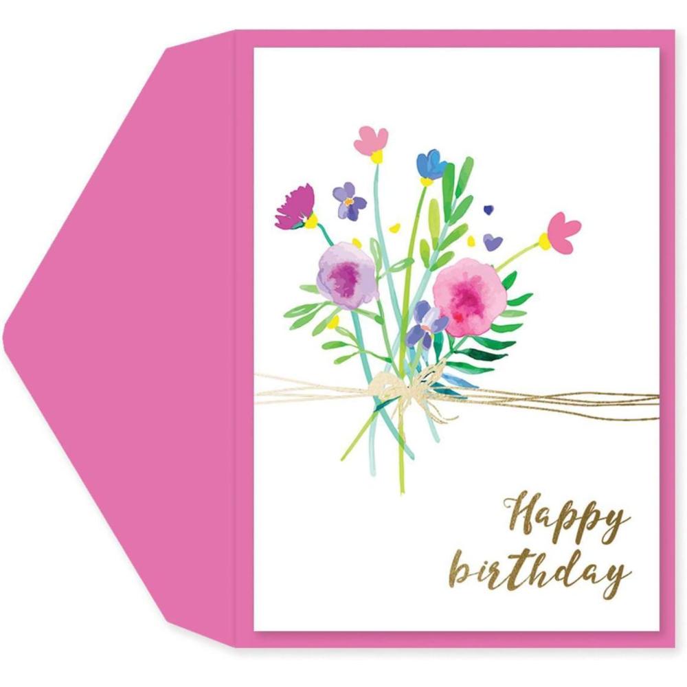 imageGraphique Bicycle with Balloons Birthday Card  Family and Friends  Embellished with Gold Foil Accents  ColorCoordinated Envelope  5quot x 7quotFlowers
