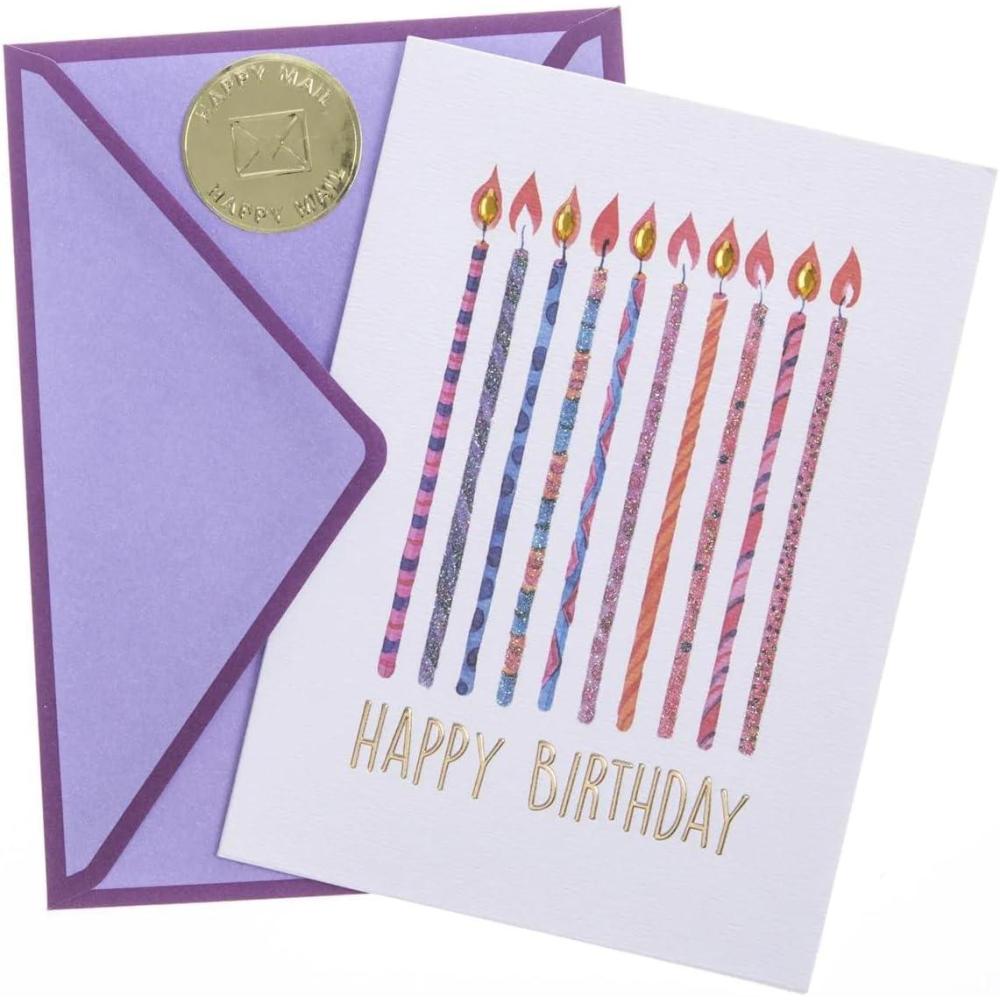 imageGraphique Bicycle with Balloons Birthday Card  Family and Friends  Embellished with Gold Foil Accents  ColorCoordinated Envelope  5quot x 7quotFunky Candles