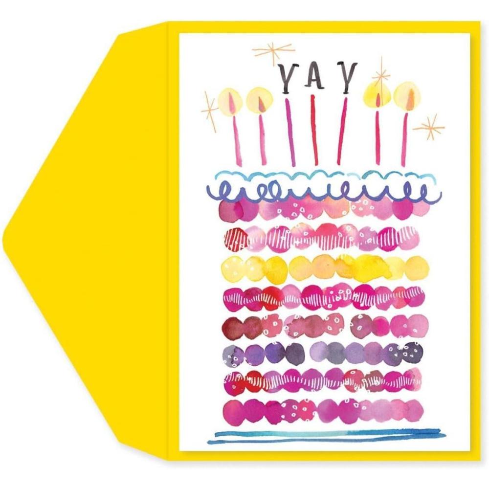 imageGraphique Party Cats Birthday Card Family and Friends ColorCoordinated Envelope 5quot x 7quotYay Cake