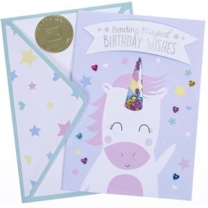 Graphique Bicycle with Balloons Birthday Card | Family and Friends | Embellished with Gold Foil Accents | Color-Coordinated Envelope | 5″ x 7″(Unicorn)