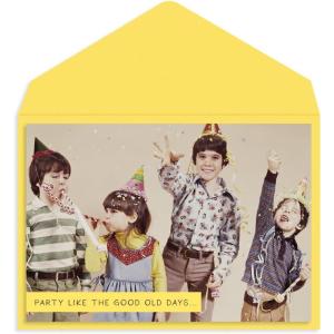 Graphique Party Cats Birthday Card, Family and Friends, Color-Coordinated Envelope, 5″ x 7″(Vintage Kids)