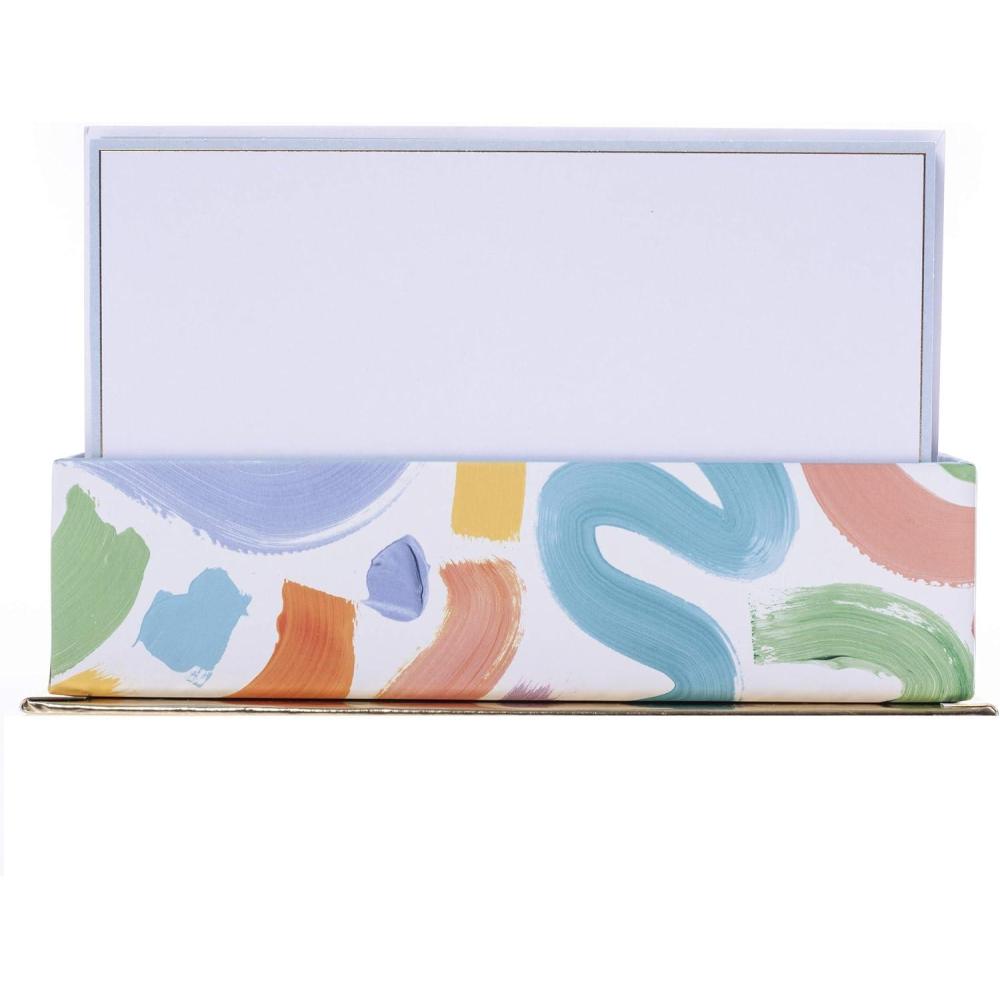 imageGraphique All Occasion Flat Notes Pack of 50 Blank Index Cards with Envelopes ampamp Decorative Storage Box Thick Cardstock Stationary Gift White Hydrangeas 5625 x 35Brush Strokes