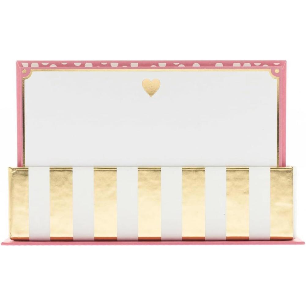 imageGraphique All Occasion Flat Notes Pack of 50 Blank Index Cards with Envelopes ampamp Decorative Storage Box Thick Cardstock Stationary Gift White Hydrangeas 5625 x 35Gold Heart
