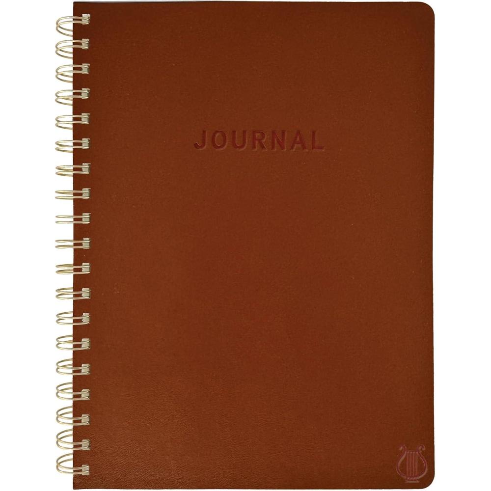 imageGraphique Apollo Vegan Leather Journal Spiral Notebook for Writing 192 Lined Pages 8 x 10Brown