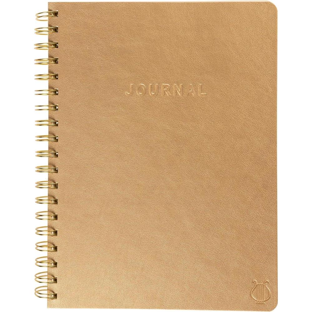 imageGraphique Apollo Vegan Leather Journal Spiral Notebook for Writing 192 Lined Pages 8 x 10Gold