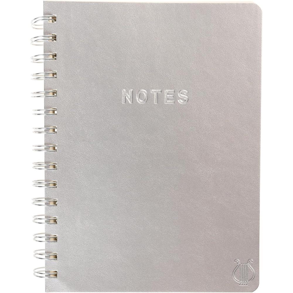 imageGraphique Apollo Vegan Leather Journal Spiral Notebook for Writing 192 Lined Pages 8 x 10Silver