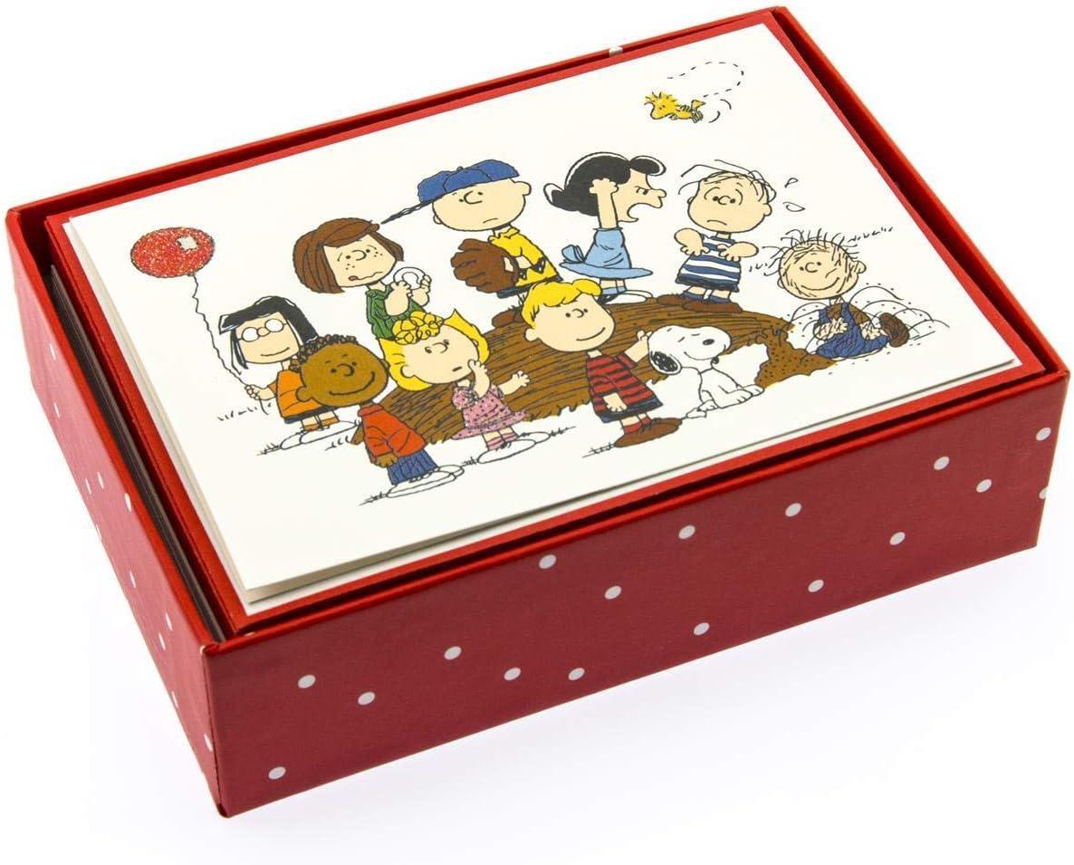 imageGraphique Box of Thank You Cards Brush Strokes Includes 16 Cards with Matching Envelopes and Storage Box Cute Stationery Made of Durable Heavy Cardstock Cards Measure 325quot x 475quotPeanuts Gang