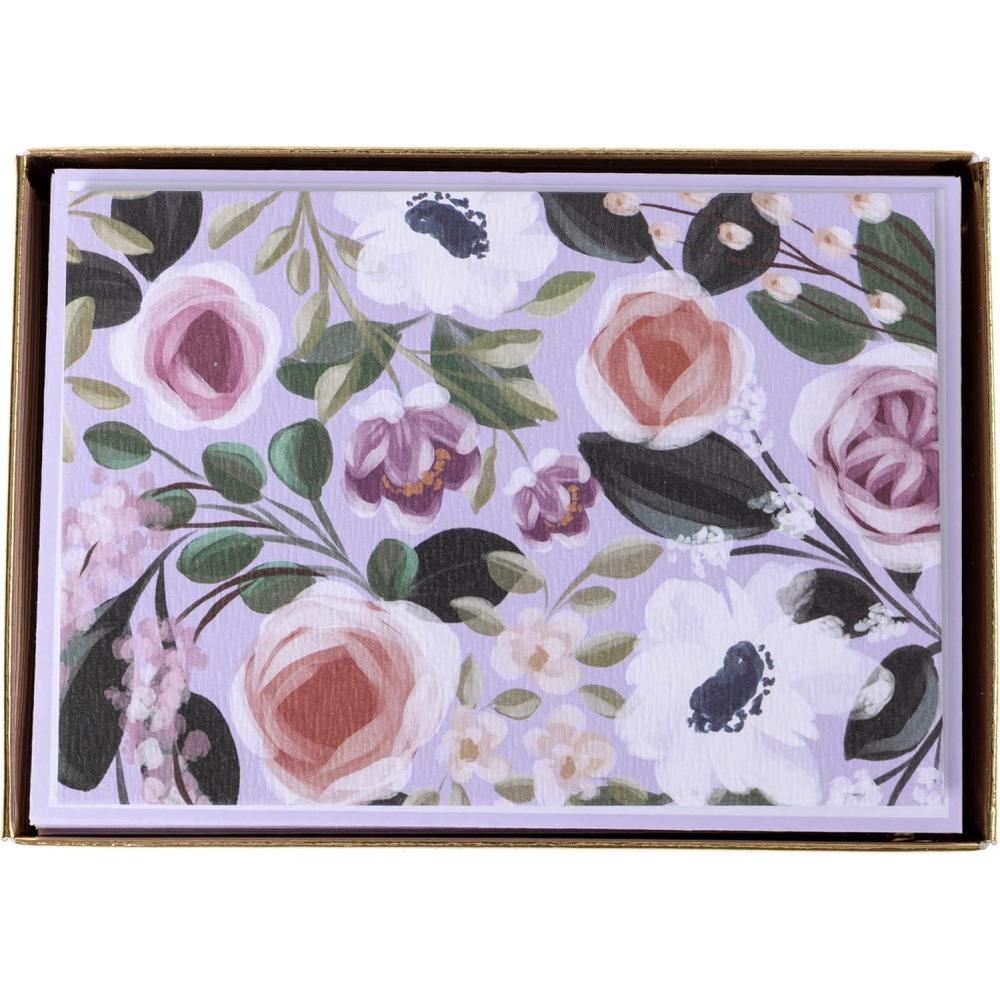 imageGraphique Box of Thank You Cards Brush Strokes  Includes 16 Cards with Matching Envelopes and Storage Box Cute Stationery Made of Durable Heavy Cardstock Cards Measure 325quot x 475quotPainted Floral