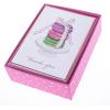 Graphique Watercolor Macaroons Boxed Notecards, 16 Blank Embellished Gold Foil Cards with Matching Envelopes and Storage Box, 3.25″ x 4.75″