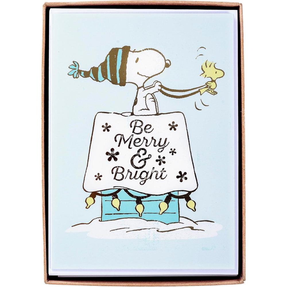 imageGraphique Santa Christmas Cards Boxed Set of 15 Holiday Cards with Envelopes 475quotx 6625quotBe Merry and Bright Snoopy