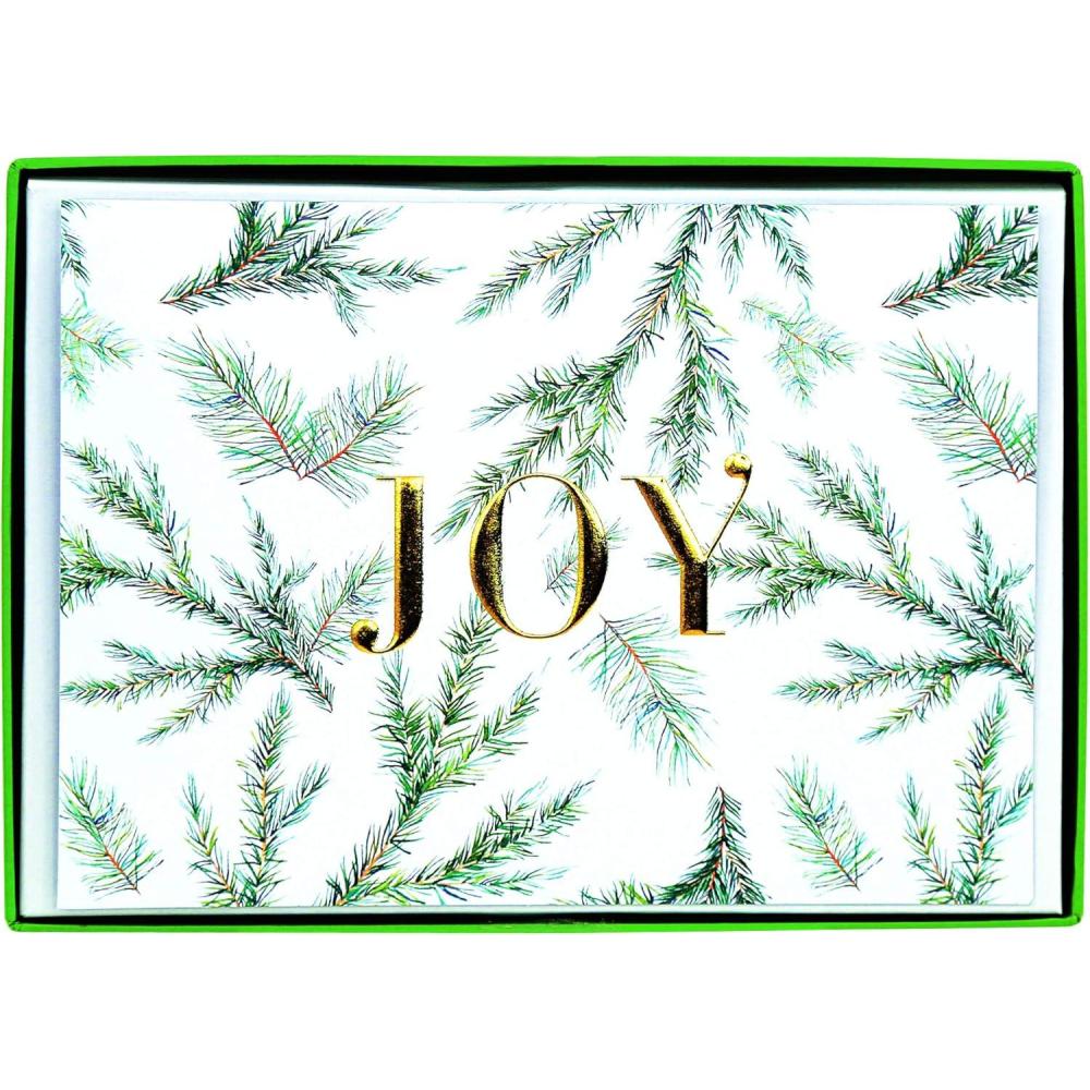 imageGraphique Santa Christmas Cards Boxed Set of 15 Holiday Cards with Envelopes 475quotx 6625quotJoy Branches