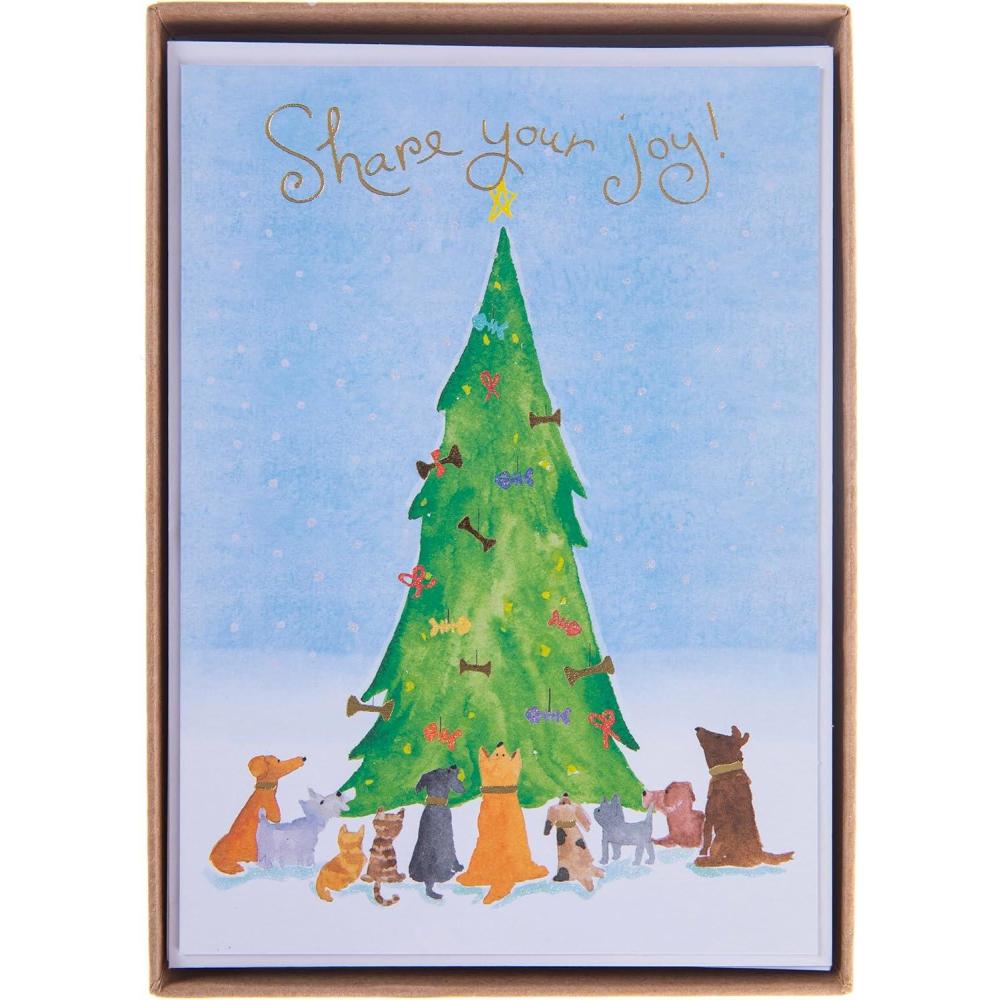 imageGraphique Santa Christmas Cards Boxed Set of 15 Holiday Cards with Envelopes 475quotx 6625quotShare Your Joy