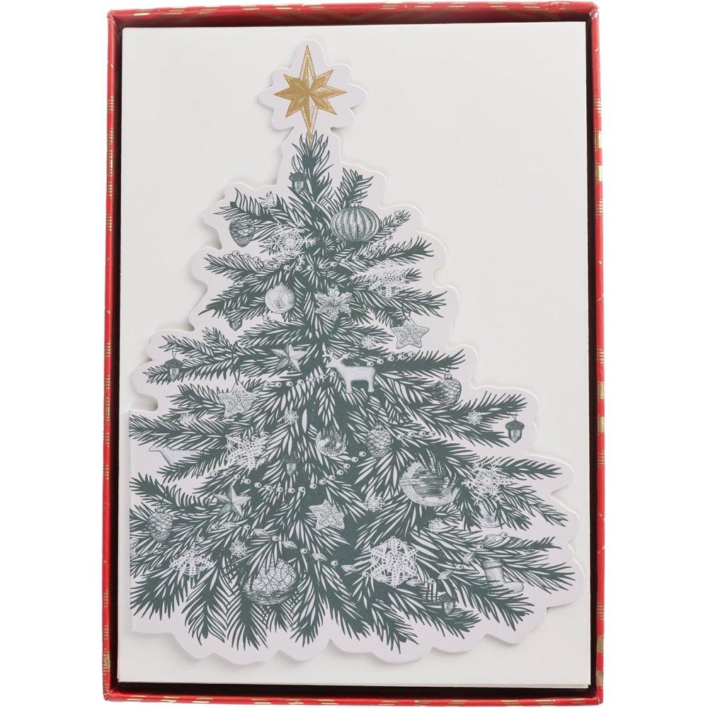 imageGraphique Santa Christmas Cards Boxed Set of 15 Holiday Cards with Envelopes 475quotx 6625quotTree Holiday