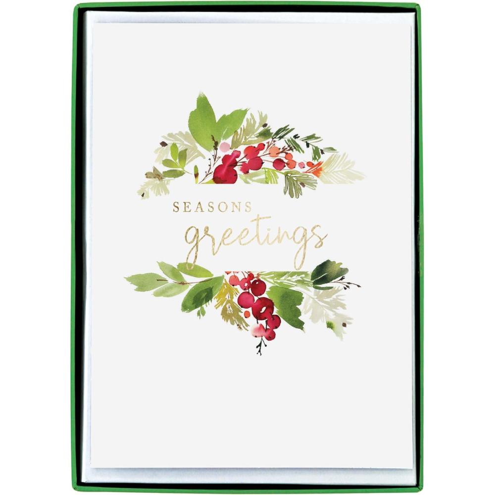imageGraphique Wood Background Holiday Cards  Pack of 15 Cards with Envelopes  Christmas Greetings  Silver Foil Accents  Boxed Set  425quot x 55quotSeasons Greetings